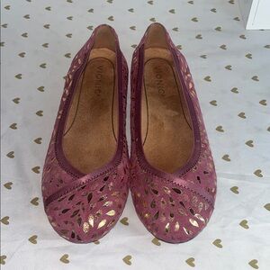 Vionic Plum Suede Flats with Gold Cutout Accents